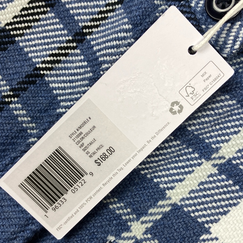 OUTERKNOWN Blanket Shirt Dress Organic Cotton Long Shacket Blue Plaid NWT - Picture 9 of 13